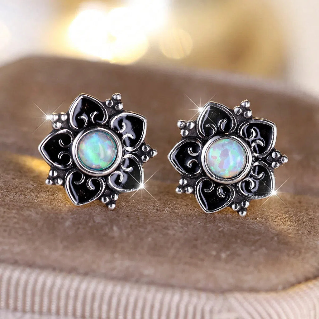 Bohemian casual flower stud earrings for women rose design zinc alloy