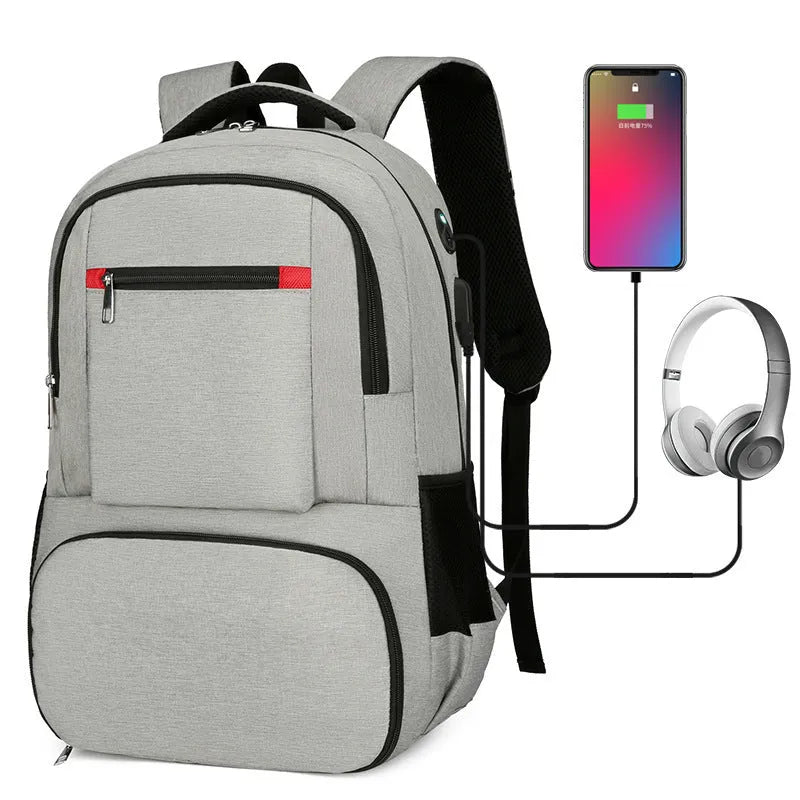 Oxford cloth insulated backpack with curved shoulder straps showing dry-wet separation compartments in light grey colour