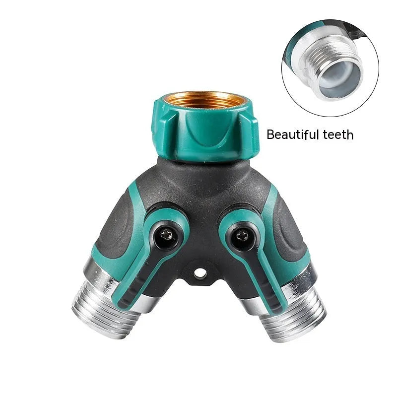 Zinc alloy garden ball valve splitter with 6-point diverter for water distribution