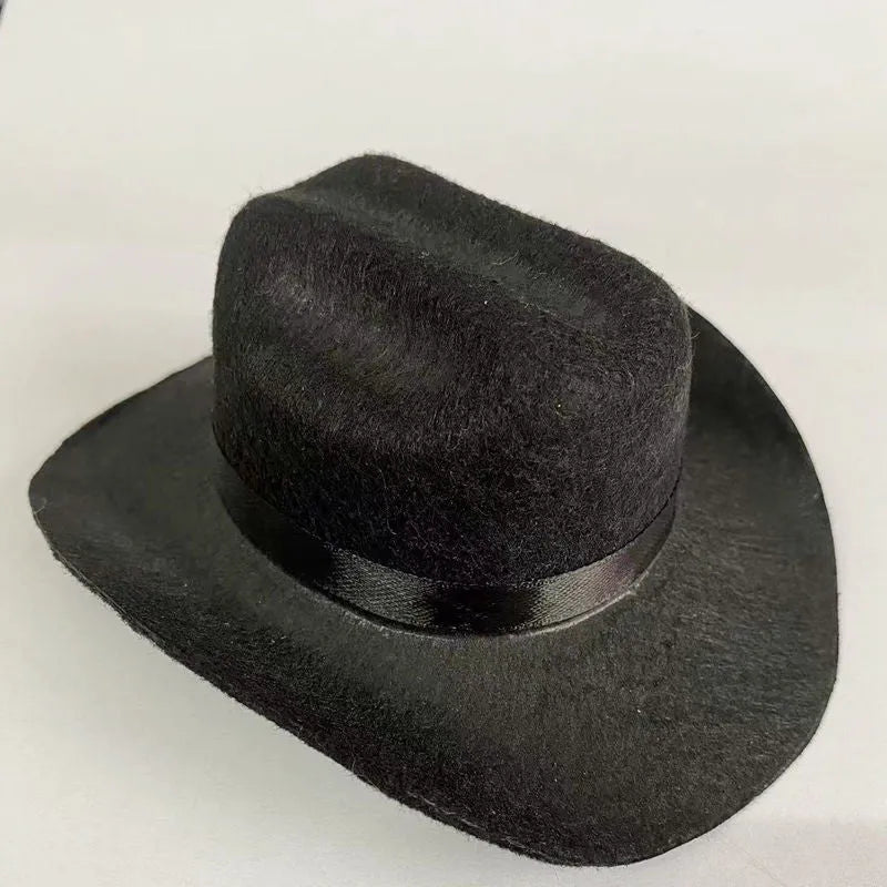 British cowboy hat for cats in non woven fabric with decorative velvet belt attachment