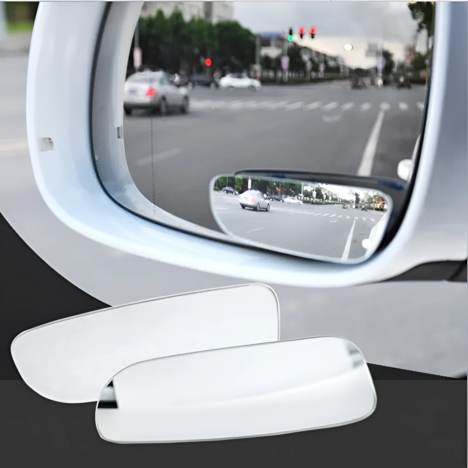 Glass Boundless HD adjustable rearview mirror add-on for cars on a white background.