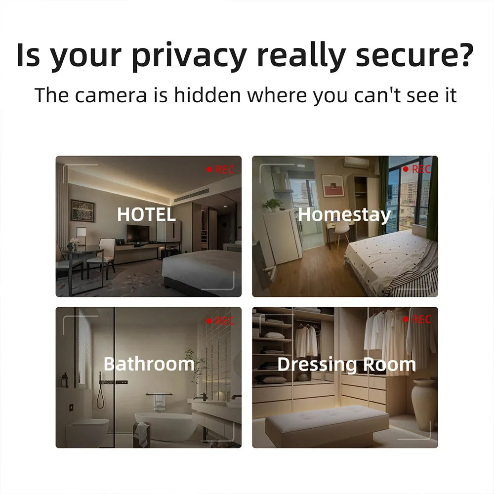 Compact black camera detector with infrared sensor for finding hidden surveillance devices.