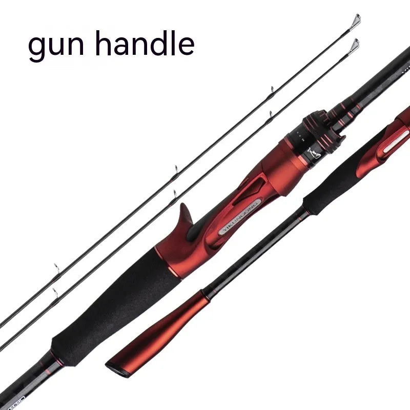 Carbon fishing rod with straight handle or pikestaff design in 210cm and 240cm lengths for light lure fishing