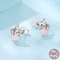 S925 sterling silver fox stud earrings with jade inlay, colour SCE1903, pair for women