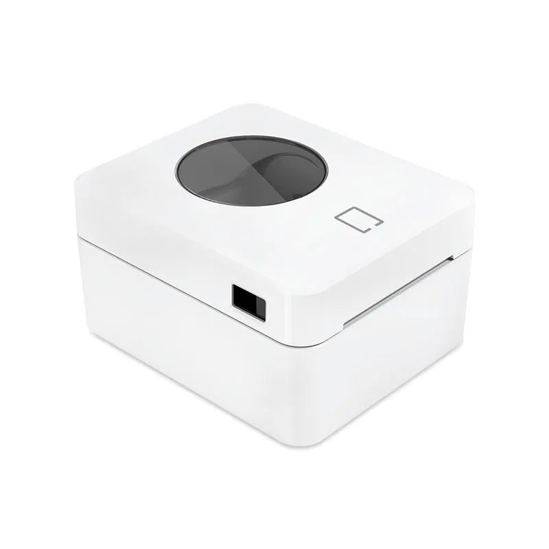 White compact Bluetooth heat-sensitive label printer with USB port