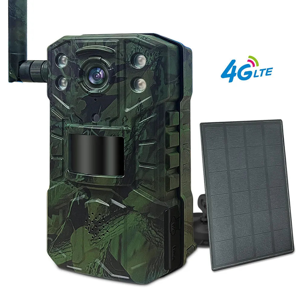 Outdoor 4G surveillance camera with 5MP lens and infrared night vision for remote security monitoring