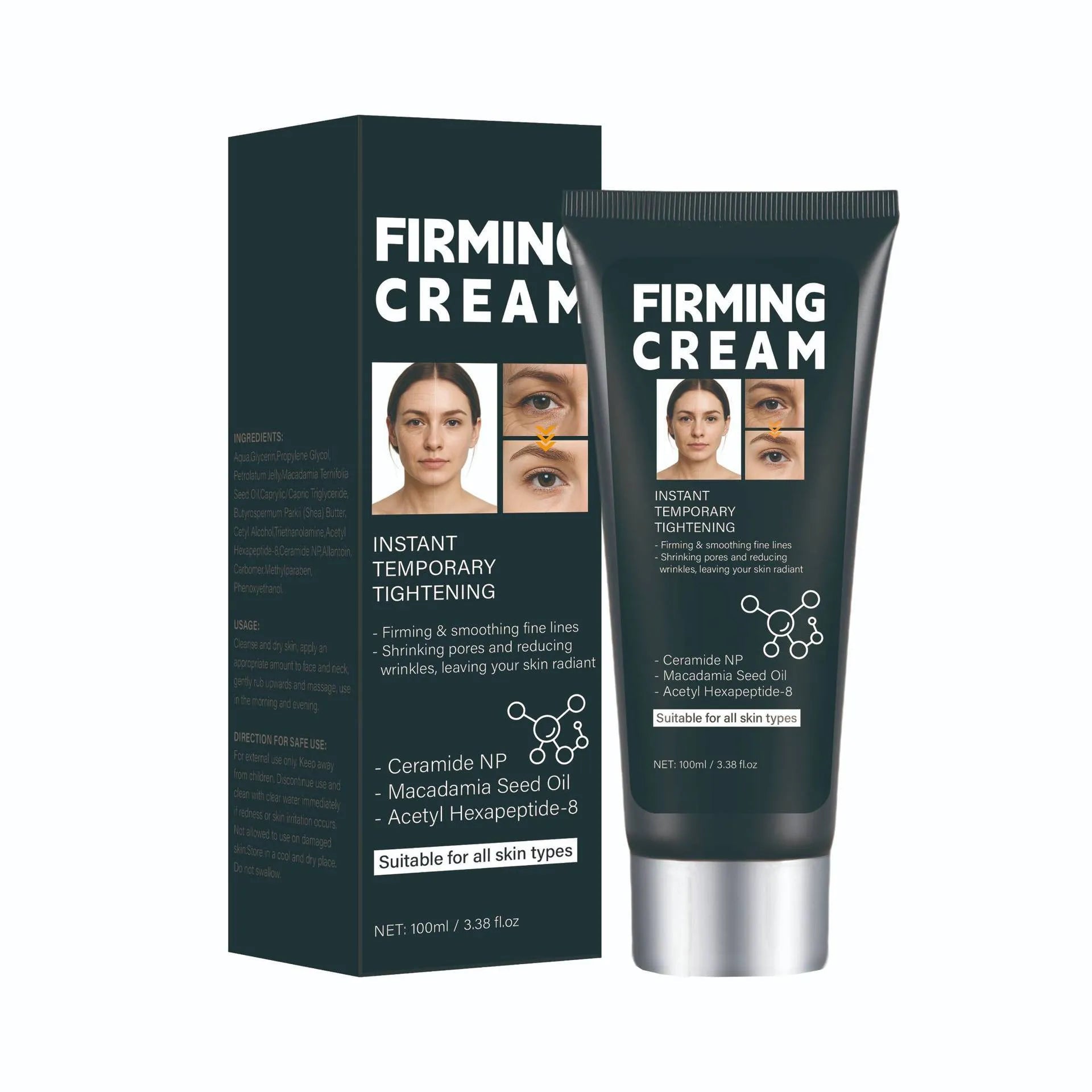 100ml facial firming cream in neutral packaging with FP-E002 specification