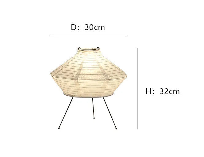 Japanese-style simple rice paper vertical table lamp bedside use 30cm diameter 32cm height