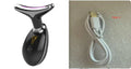 Black Silver EMS thermal neck lifting massager with LED lights on a white background.
