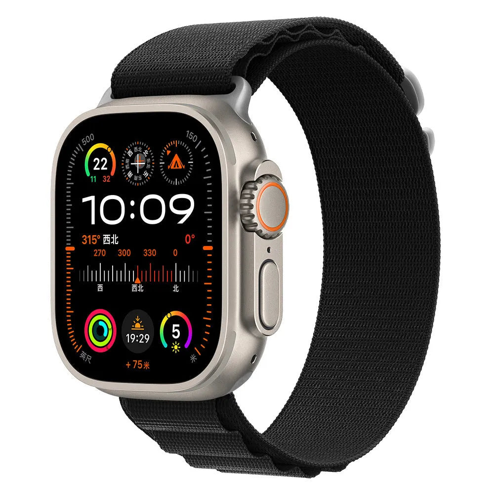 Nylon looped watch strap in green, orange, starlight, black, olive, blue and indigo for 38/40/41mm and 42/44/45/46/49mm cases