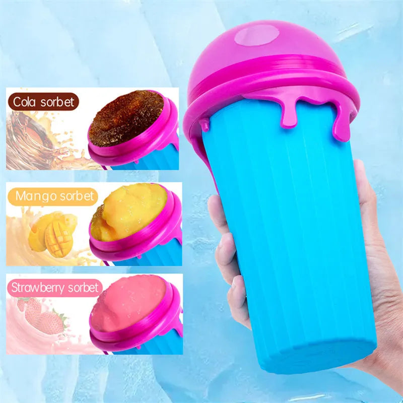 Blue 500ml slushy maker cup for homemade smoothies and quick-frozen drinks