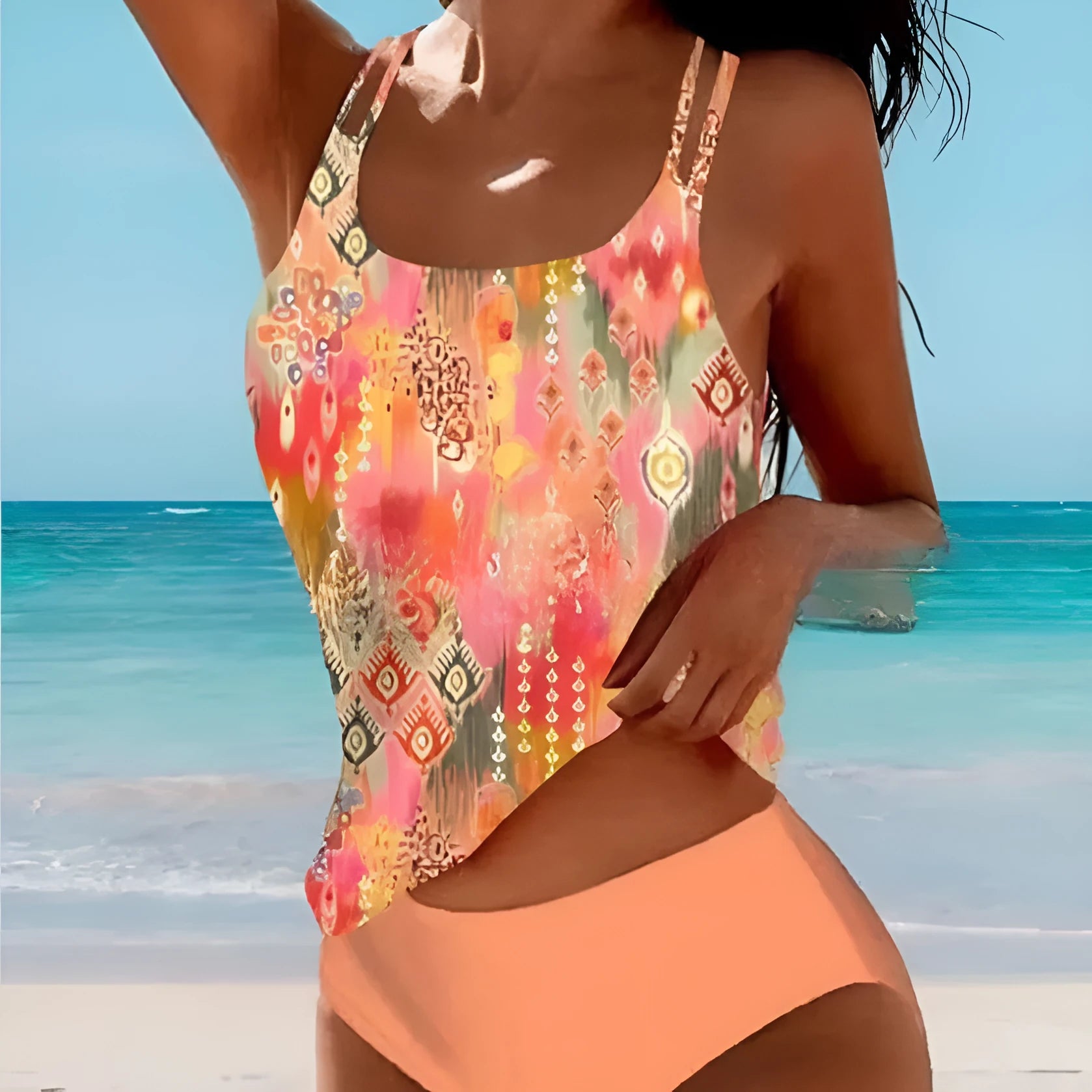 Retro high waist bikini swimsuit with dot pattern in polyester fabric