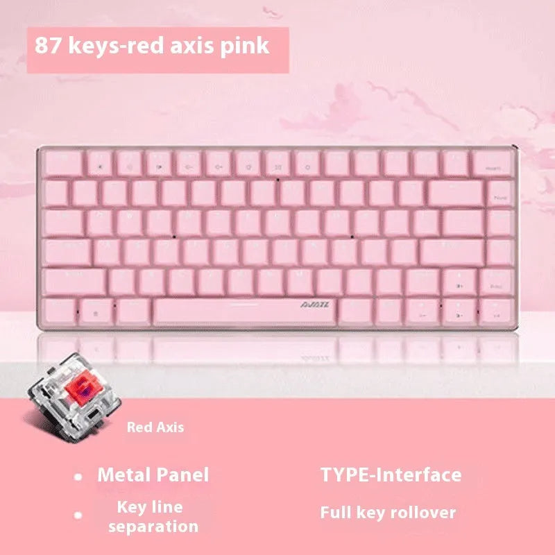 White backlit mechanical keyboard with 82 keys and metal construction