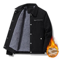 Winter slim retro lapels thick corduroy jacket for men in army green side seam pockets