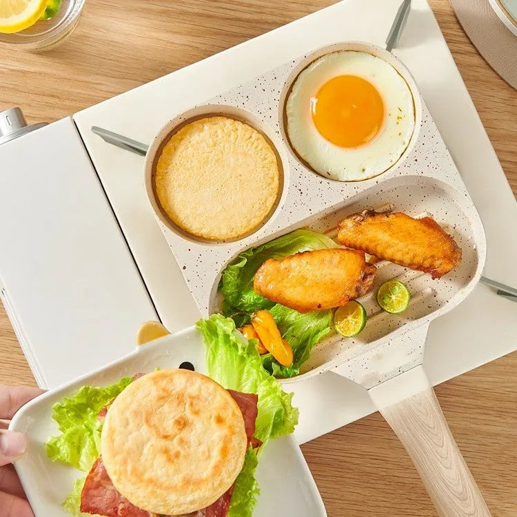 Non-stick Japanese-style aluminium alloy frying pan with composite multi-layer base for gas and induction hobs