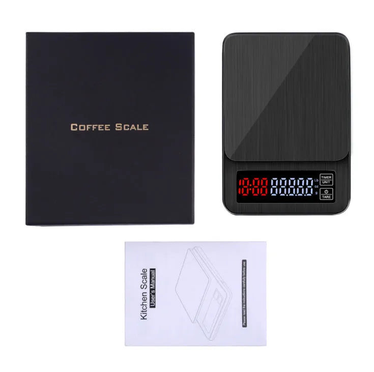 Pour-over coffee scale, electronic kitchen scale with 3kg 5kg 10kg options, battery or USB power, 20x14.5x3cm