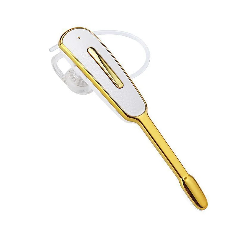 Leather pattern Bluetooth headset mono earplug in Black Silver with single side strip design