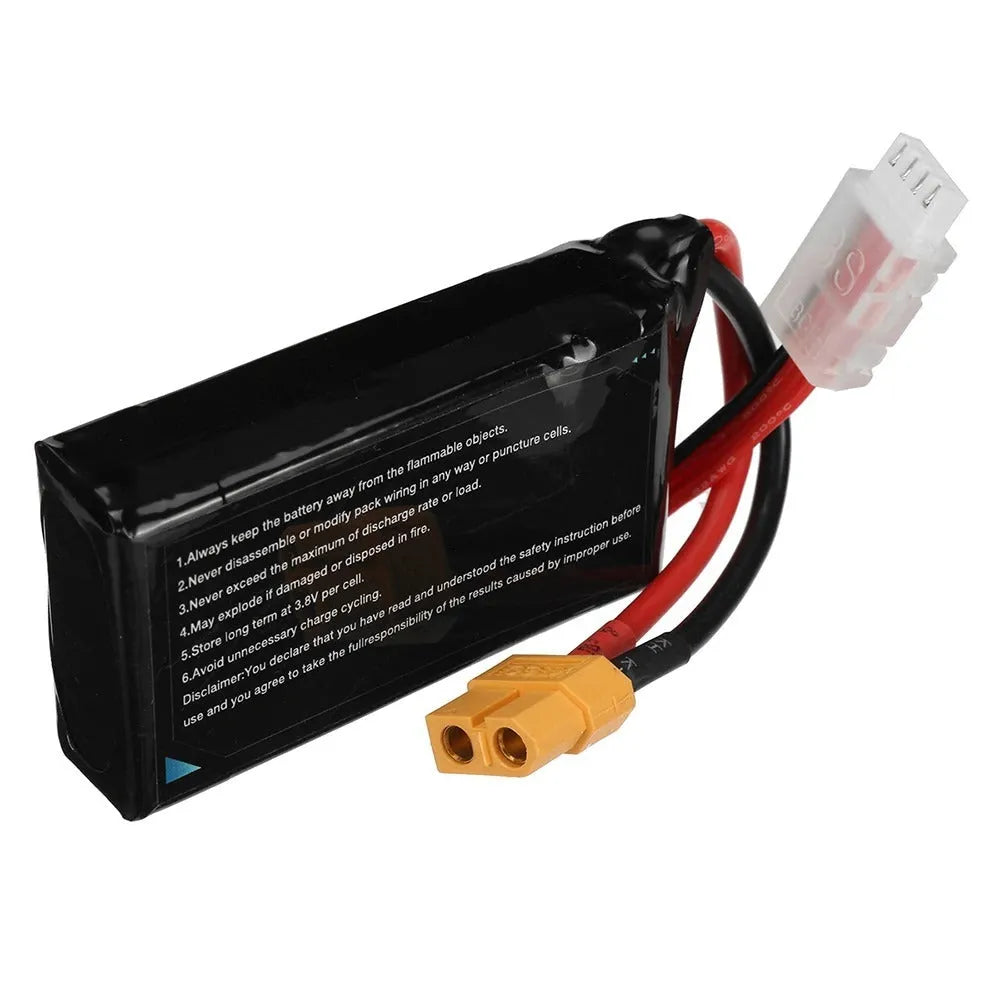 7.4V 1200mAh lithium polymer RC battery for model cars and boats.