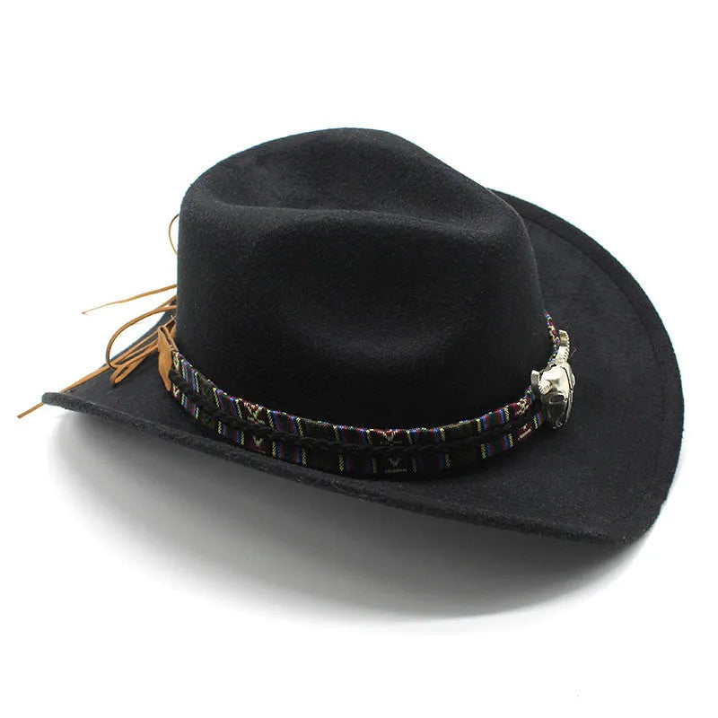 Western cowboy hat with a bell crown in Army Green colour, shown from the side on a wooden background.