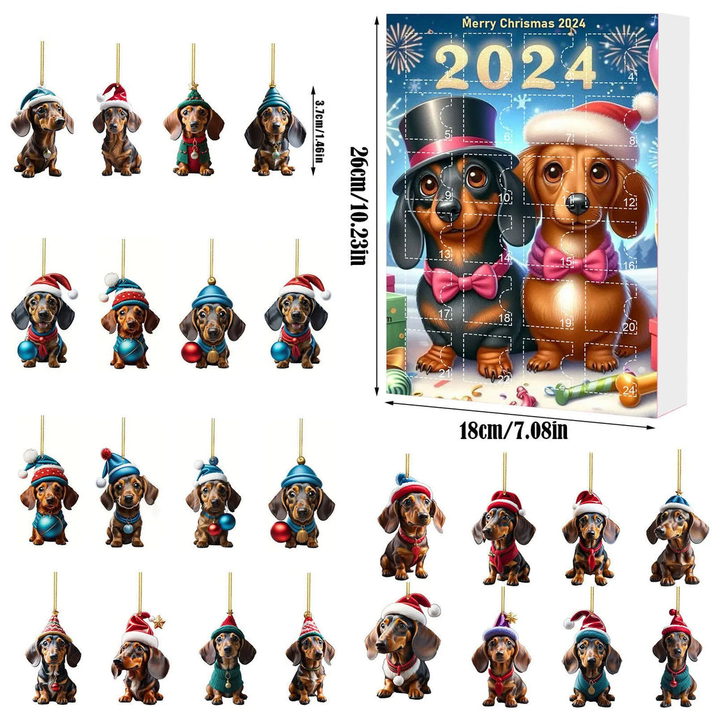 Christmas countdown pet pendant acrylic decoration in multiple colour options on wall