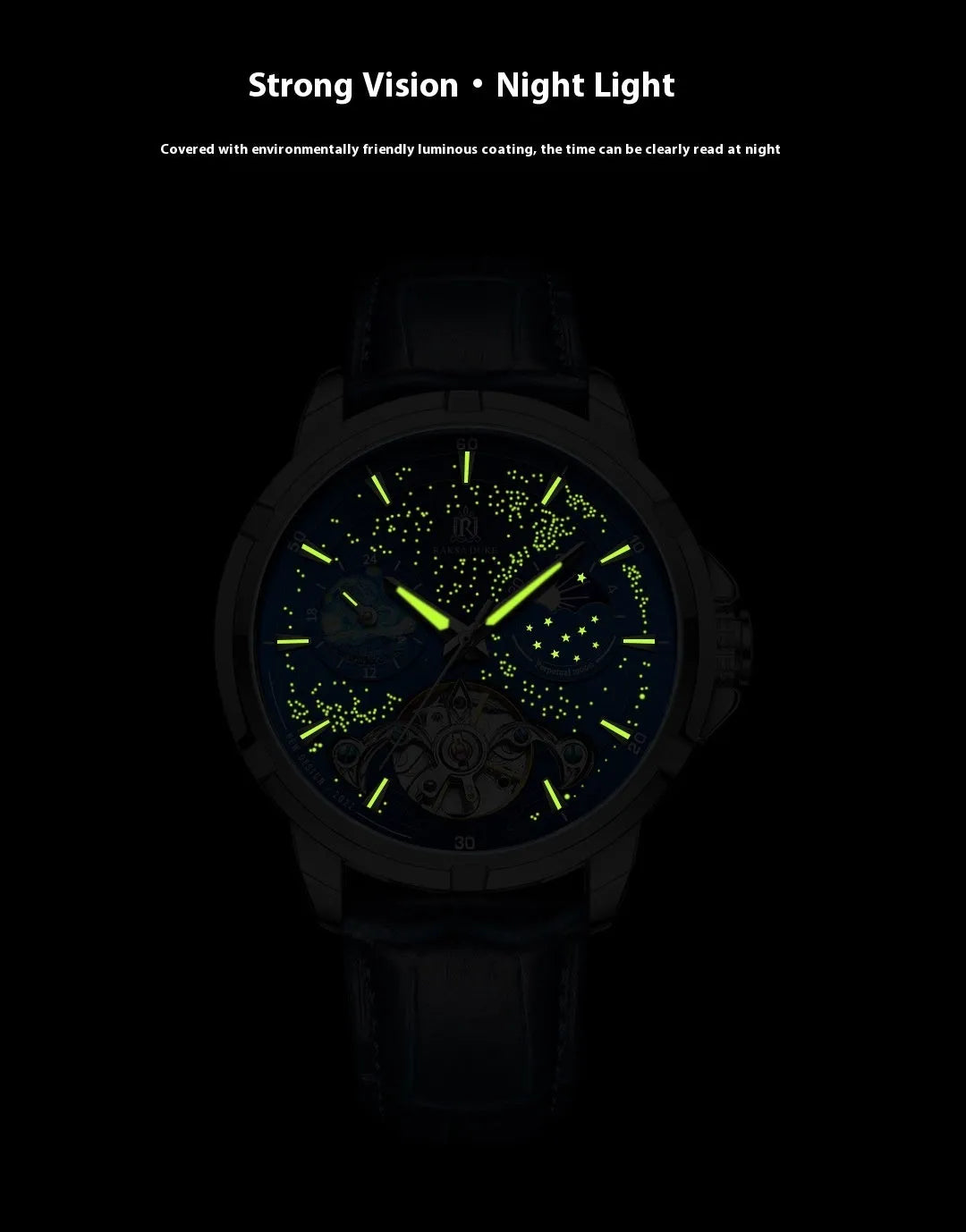 Men's blue dial automatic mechanical watch with stainless steel case, model T885B.