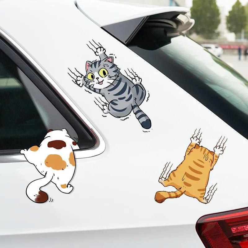 Cat cartoon car doctor blade cover sticker suit three-piece set in multiple sizes