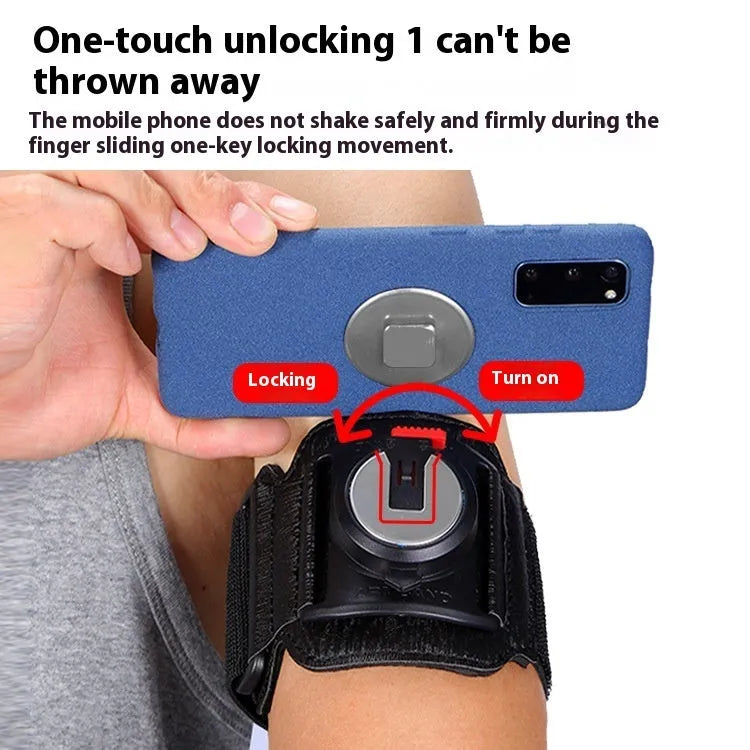 Black mobile phone armband wrist strap for takeaway delivery and sports.