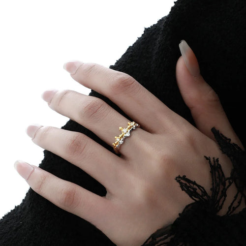 Silver adjustable opening couple ring with electroplated white gold or black gold finish