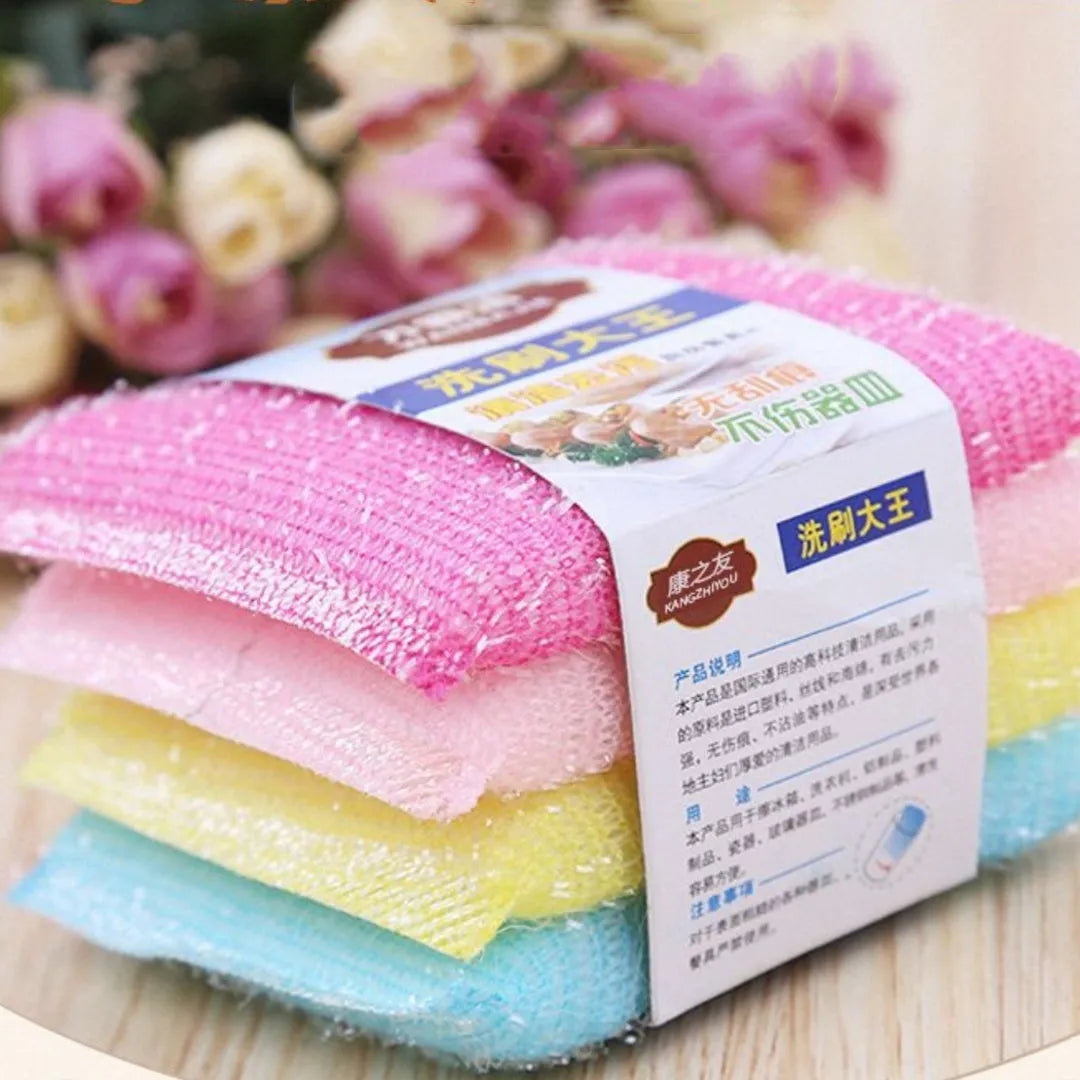 Macaron coloured pinstripe fabric dishwashing sponge mop for kitchen scrubbing.