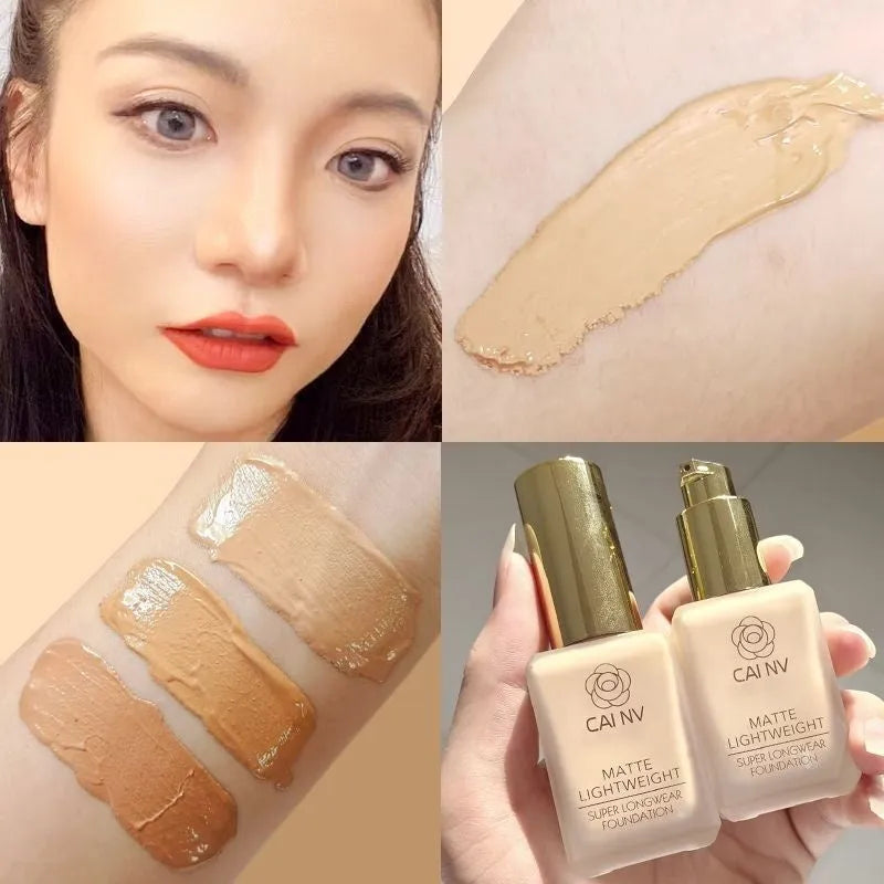 Liquid foundation bottle with discolouration resistance for combination skin in natural colour finish