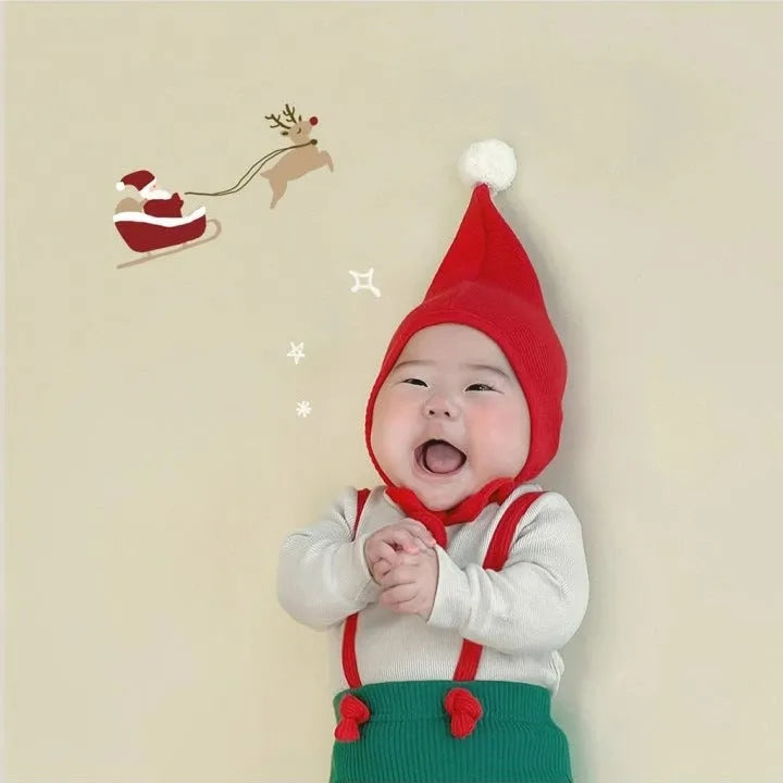 Baby combed cotton suspender jumpsuit in solid colour with hat, suitable for 66-90cm height