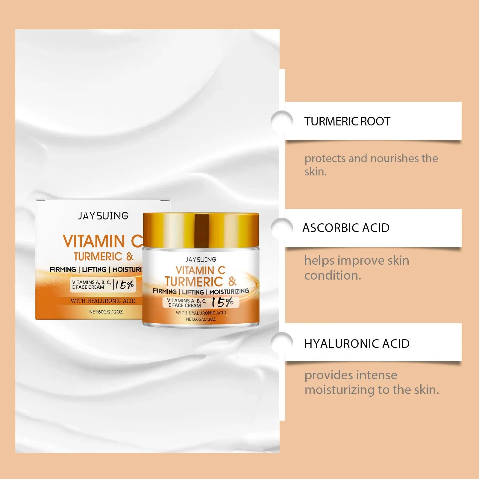 60g jar of Firming And Rejuvenation Lifting Neck Cream with vitamin C and retinol