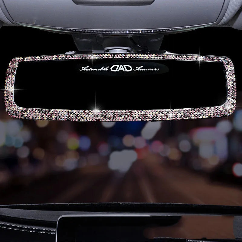 HD plastic diamond rearview mirror decoration in silver diamond piece finish for car interior