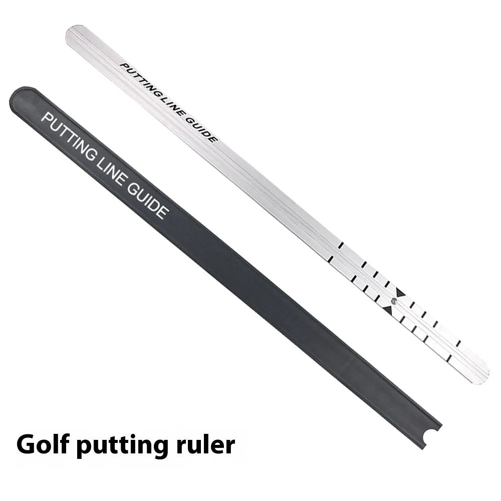 Aluminium golf putting track guide 91cm x 4.1cm push rod ruler with optional leather storage case