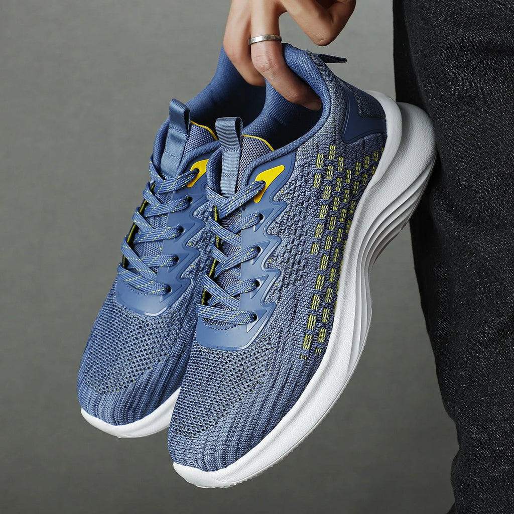 Women's lavender purple Flyknit running shoes with mesh upper and EVA sole on a white background.