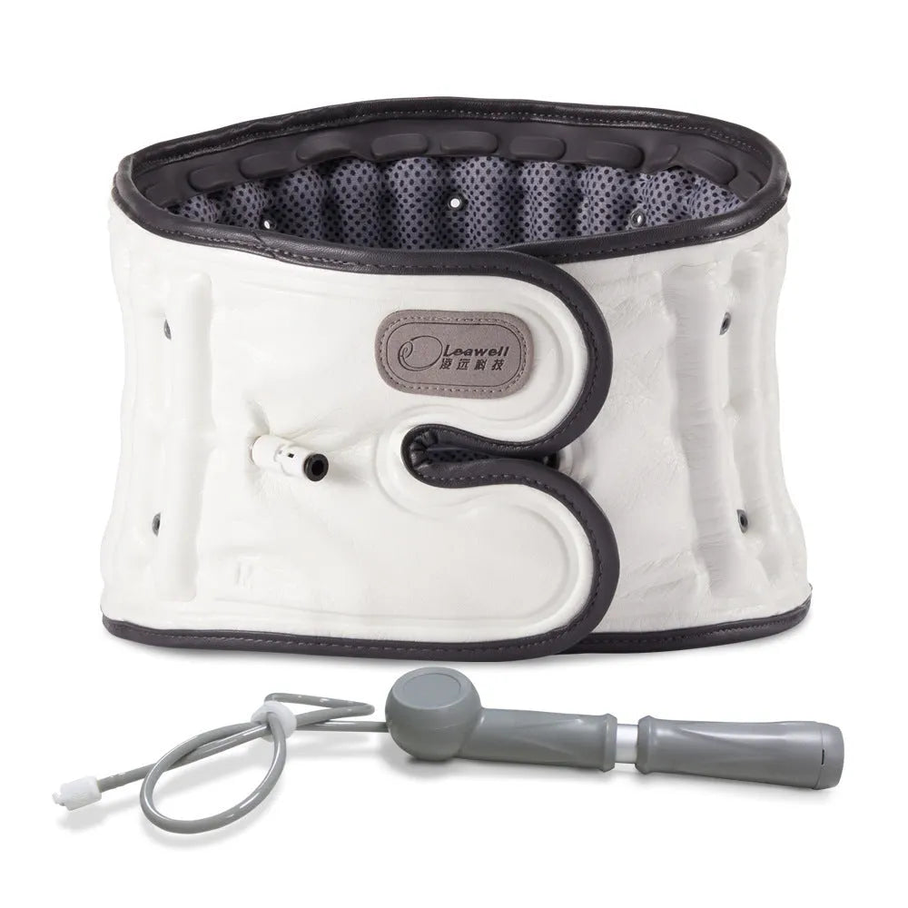 Automatic inflation lumbar disc stretch correction waist supporter belt on grey background