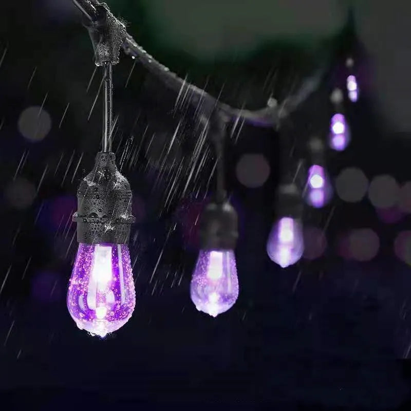 Multicolour string lights with PVC sheath and copper core, 6.8mm wire, for Christmas tree and outdoor use.