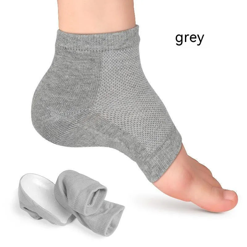 Half insole bionic thickened foot sock in pink, gray, black, and blue on a white background