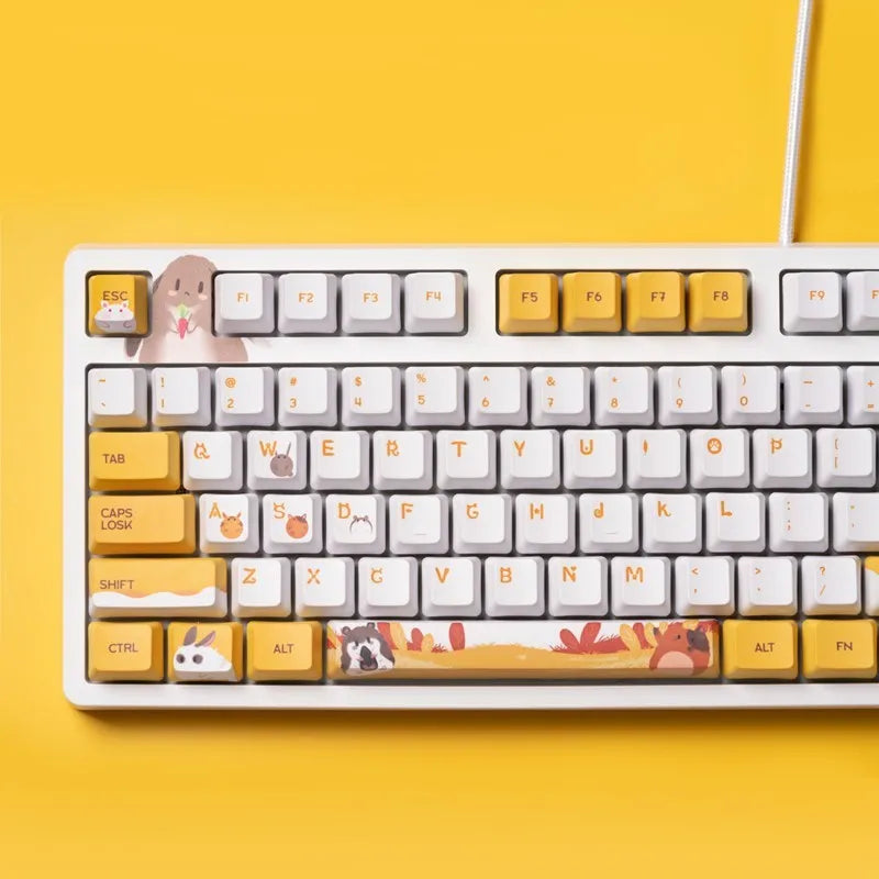Black wired mechanical keyboard with 104 keys, Cherry key caps, PBT key caps and 1.8m five-core wire