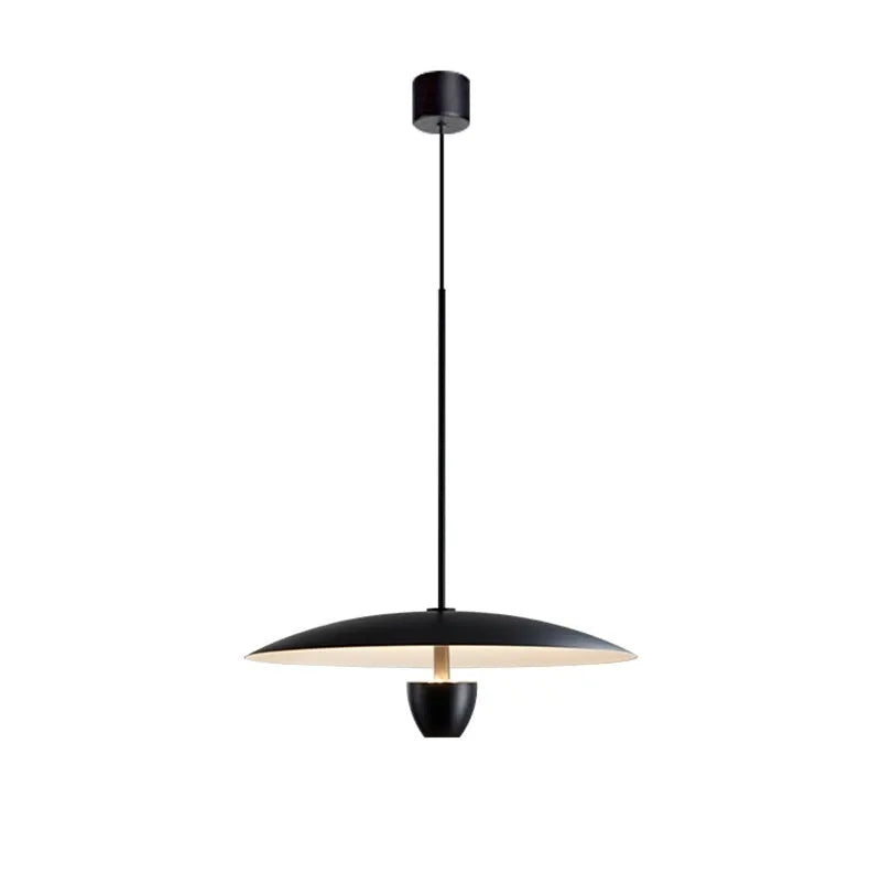 Black modern minimalist chandelier with 400mm diameter and warm white light