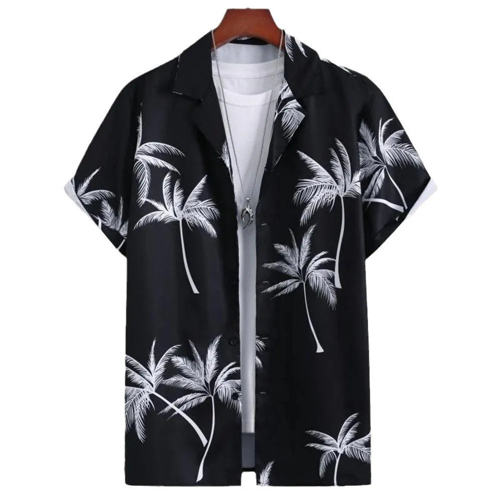 Men's camouflage T-shirt with 3D digital stitching pattern in loose cardigan style