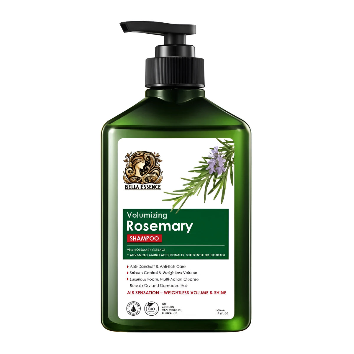 Rosemary Anti-Dandruff Fluffy Shampoo 250ml bottle with flip-top cap against a white background