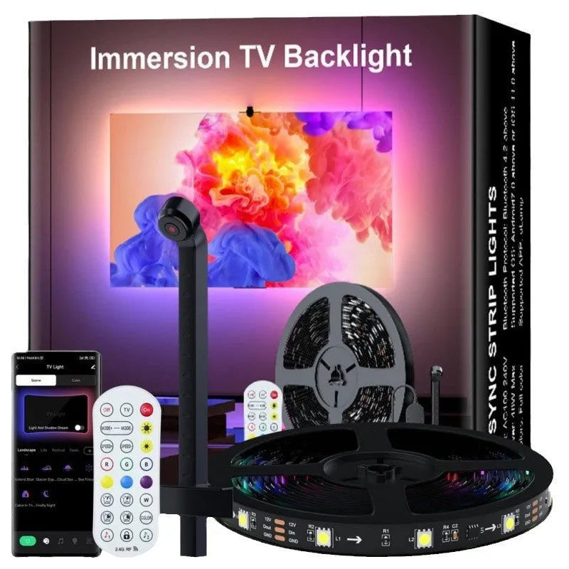 5 metre RGB LED light strip with remote control for desktop and TV background lighting