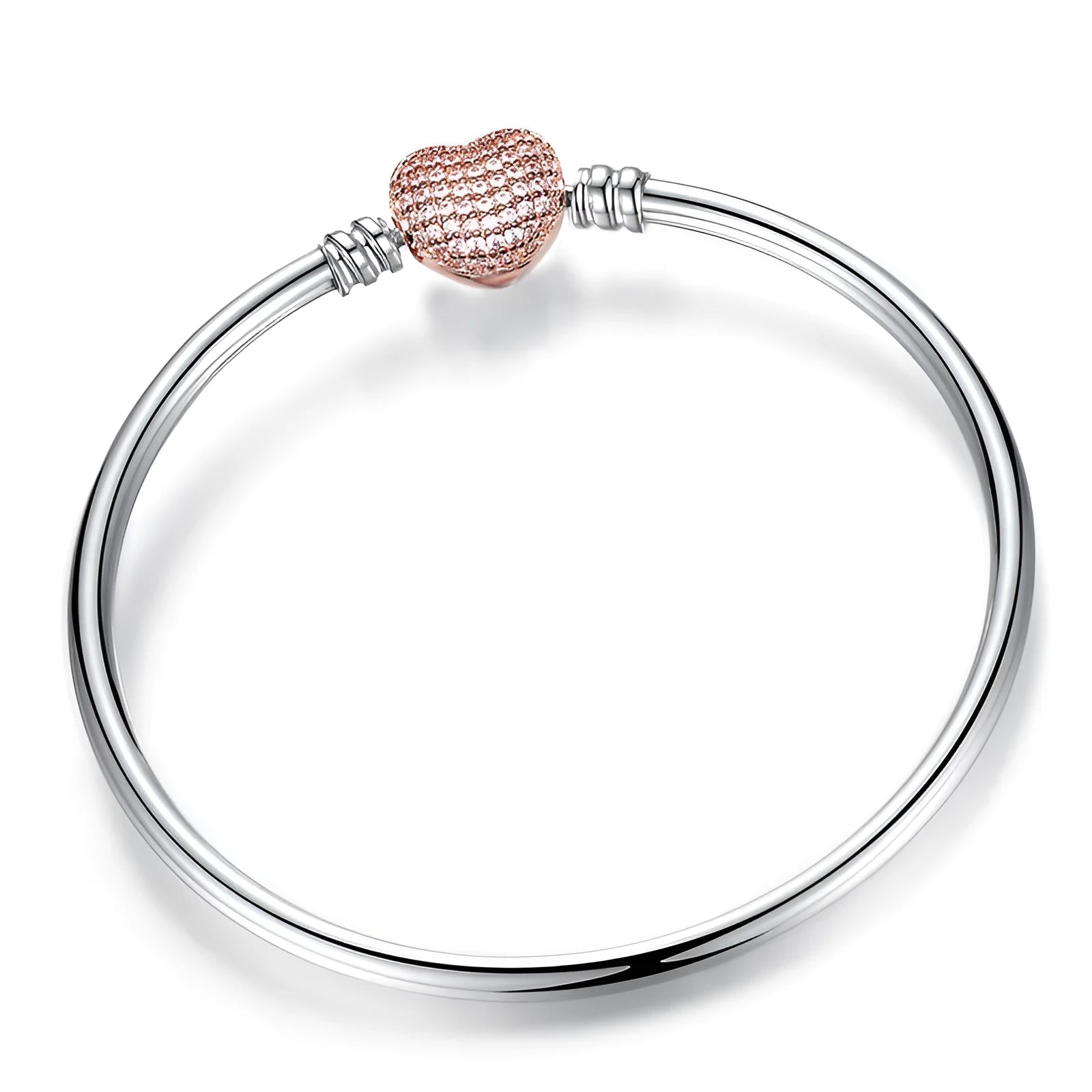 Silver plated heart shaped zircon bracelet with electroplated finish, 17cm length, Love Mark colour option