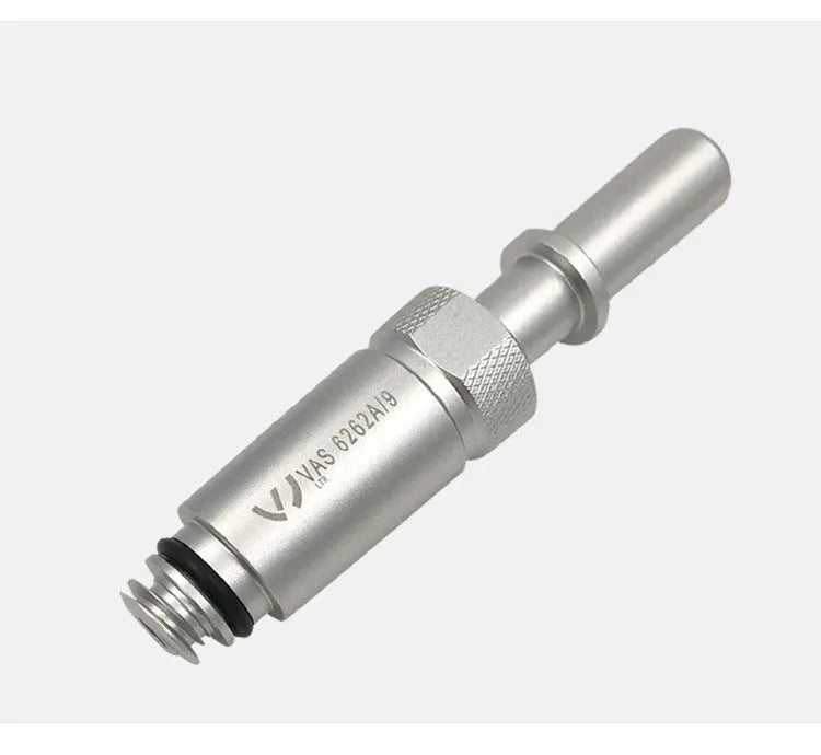 Silver metal transmission refuelling joint tool for VAS6262-9 service kits.