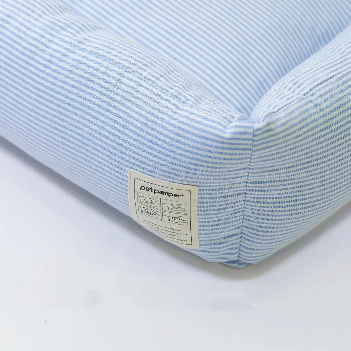 White and blue striped cloth foldable cat nest with shirt lining