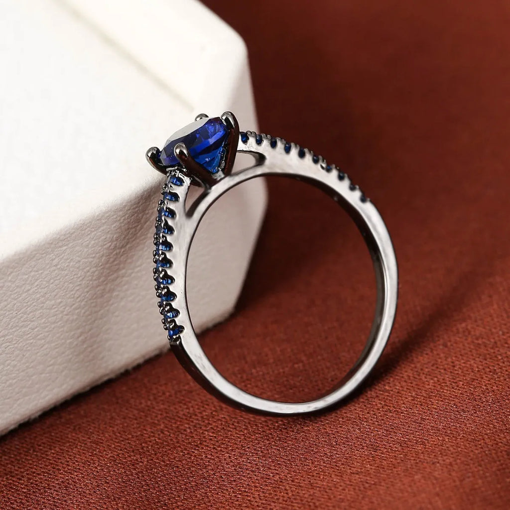 Geometric hexagonal cubic zirconia ring with electroplated copper band in a choice of ten colours.