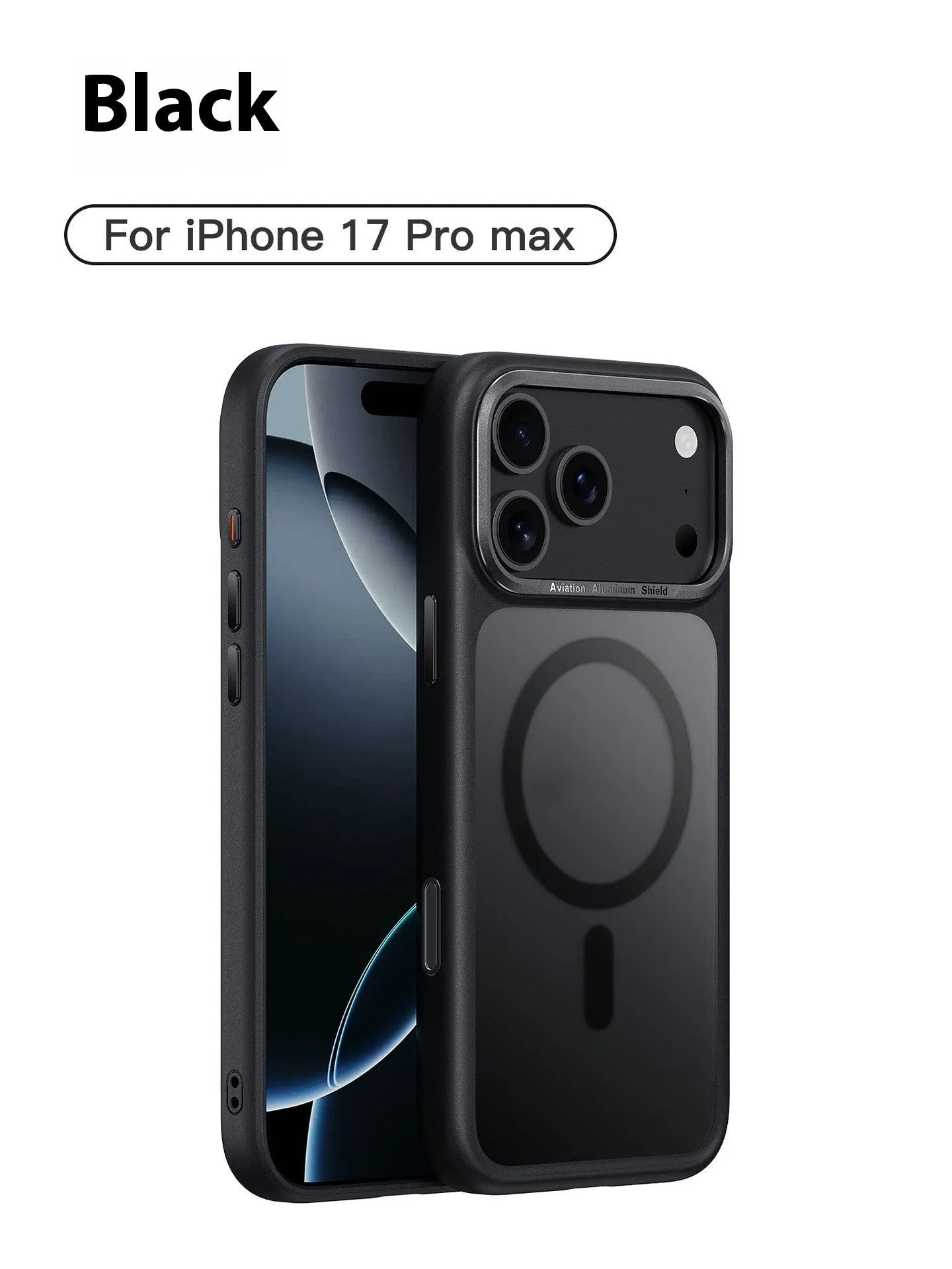 Frosted magnetic protective case for iPhone 17 shown in multiple colour options on a white background.