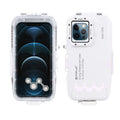 White waterproof diving phone case for iPhone 12 and 13 series, 40 metre depth rating