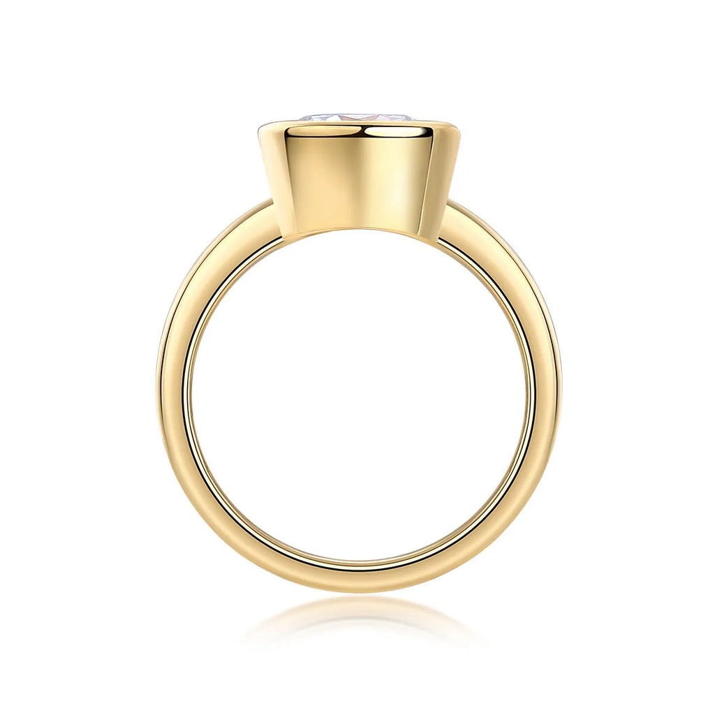 Moissanite wedding ring set with round 9.0mm stone in S925 silver and gold plating, sizes 5 to 9